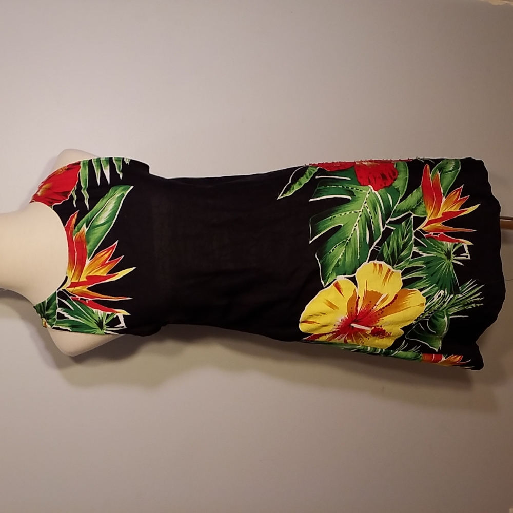 Surface DRESS COVERUP S Black Sequins Hibiscus Tropical BEACH Casual